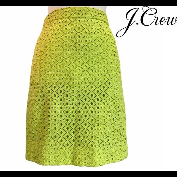 J.crew lime green neon yellow lace skirt size 0 - Picture 1 of 5